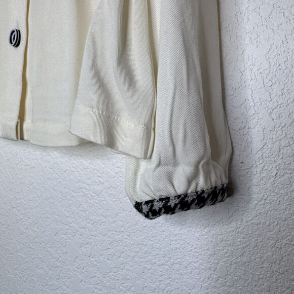 NEW Finding Foxtale Girl Classic Button Blouse Size 5 Ivory Houndstooth Chic $39 - Picture 6 of 9